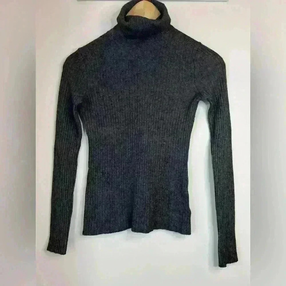 Babaton Aritzia Womens Grey Ribbed Capsule Wardrobe Wool Timeless Turtleneck XS - Picture 10 of 11